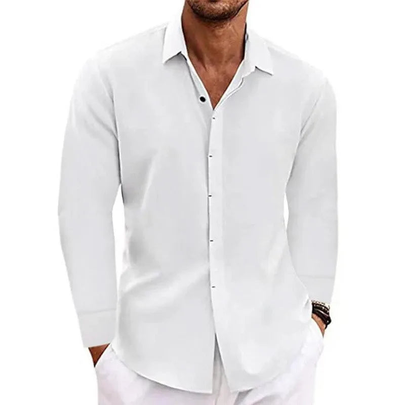 Men’s Luxury Cotton Linen Long Sleeve Shirt