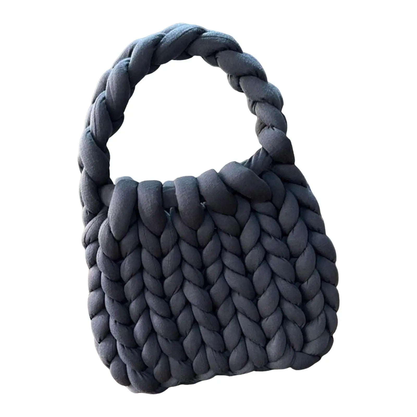 Women’s Crochet Woven Shoulder Bag – Chunky Knit Handbag for Spring Summer, Beach Travel Underarm Tote