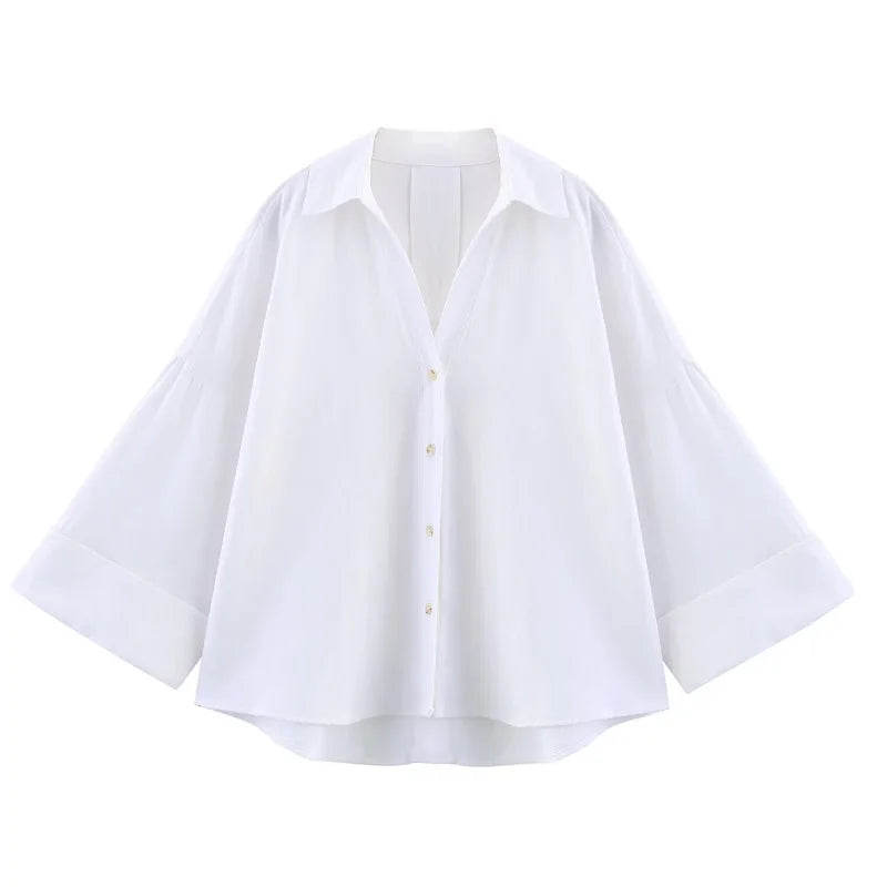 MUJER Women's Striped Oversize Wide Sleeve Casual Shirts and Blouses
