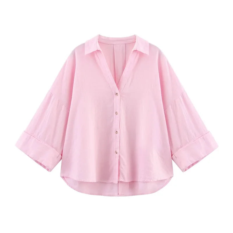 MUJER Women's Striped Oversize Wide Sleeve Casual Shirts and Blouses