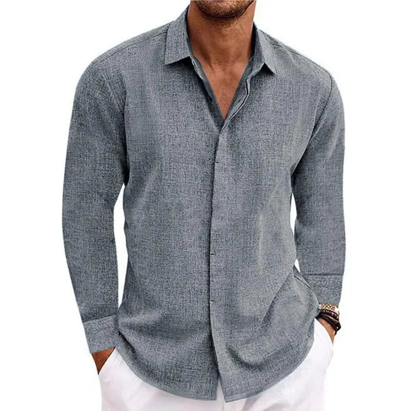Men’s Luxury Cotton Linen Long Sleeve Shirt