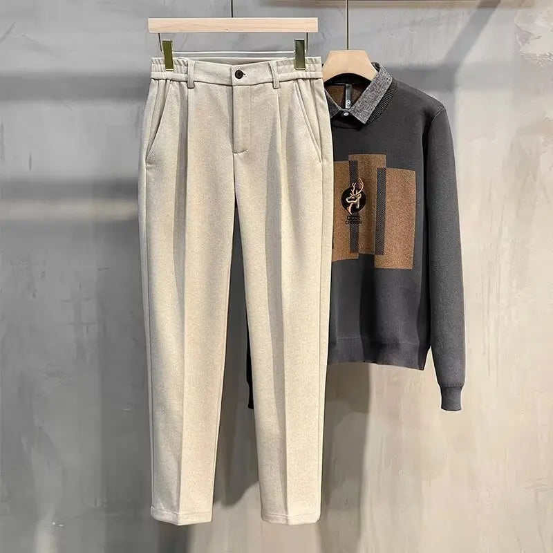Casual Straight-Leg Stretch Trousers