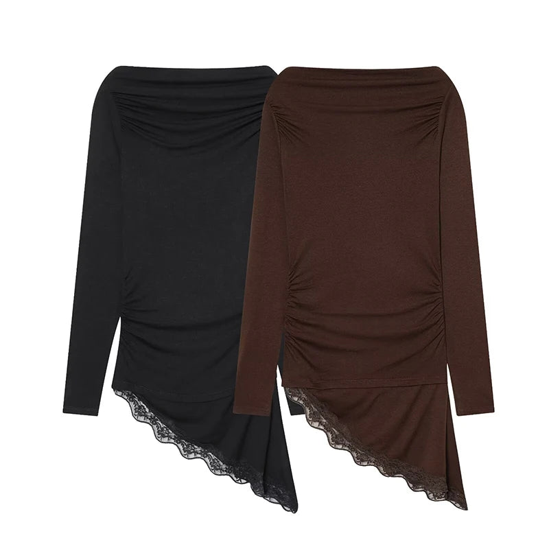Autumn Lace Hem T Shirts