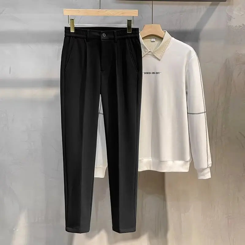 Casual Straight-Leg Stretch Trousers