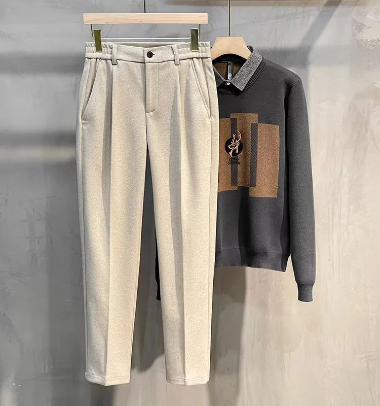 Casual Straight-Leg Stretch Trousers