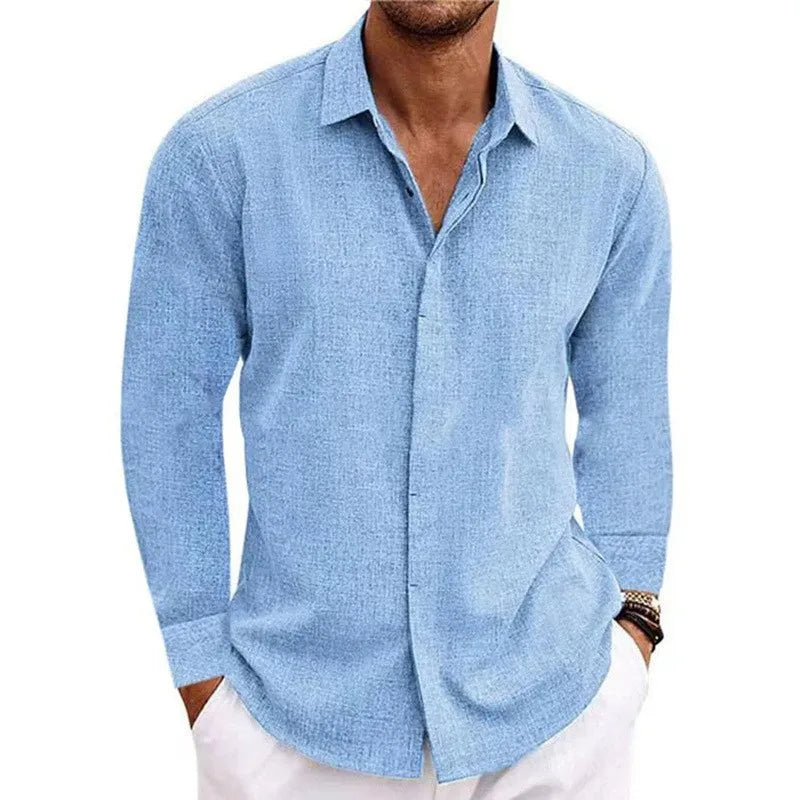 Men’s Luxury Cotton Linen Long Sleeve Shirt