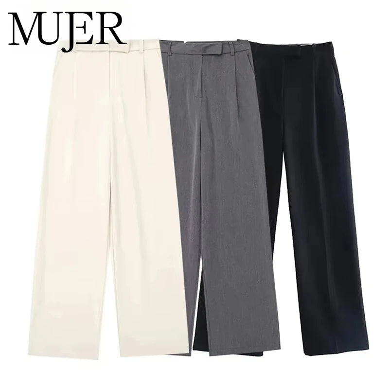 MUJER 2025 Classic Tailored Straight-Leg Dress Pants