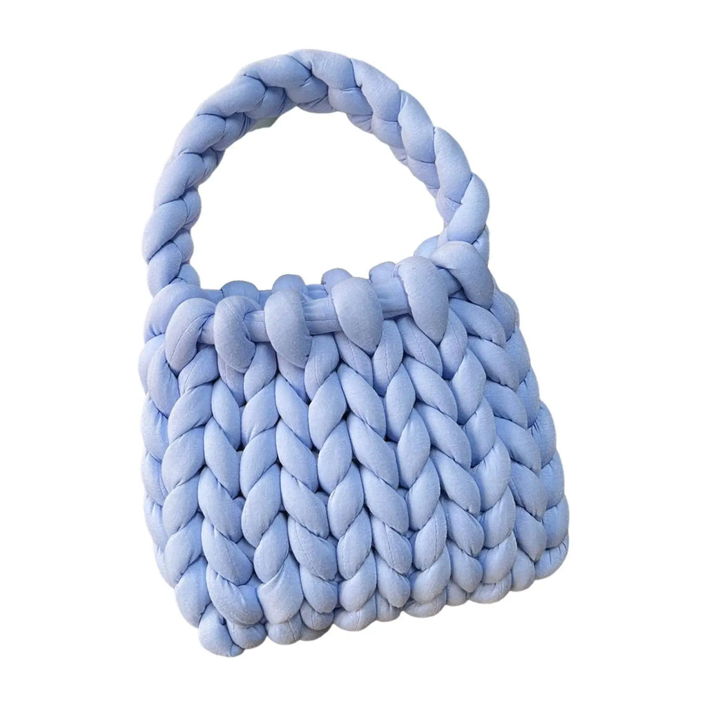Women’s Crochet Woven Shoulder Bag – Chunky Knit Handbag for Spring Summer, Beach Travel Underarm Tote