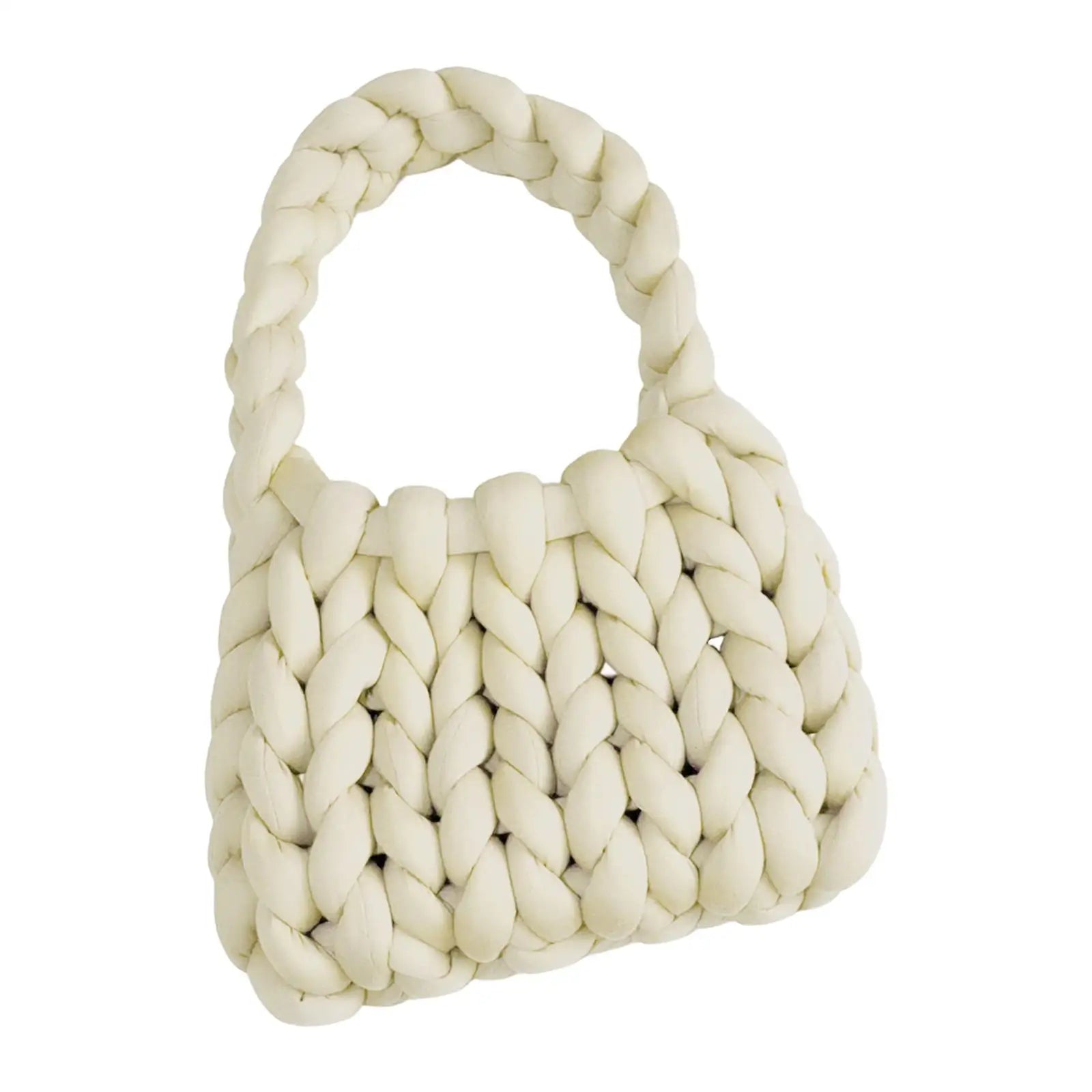 Women’s Crochet Woven Shoulder Bag – Chunky Knit Handbag for Spring Summer, Beach Travel Underarm Tote