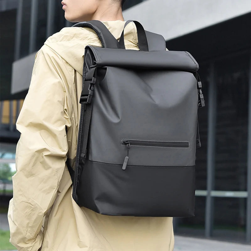 Casual Folding Rolling Mouth Double Knapsack