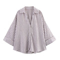 MUJER Women's Striped Oversize Wide Sleeve Casual Shirts and Blouses