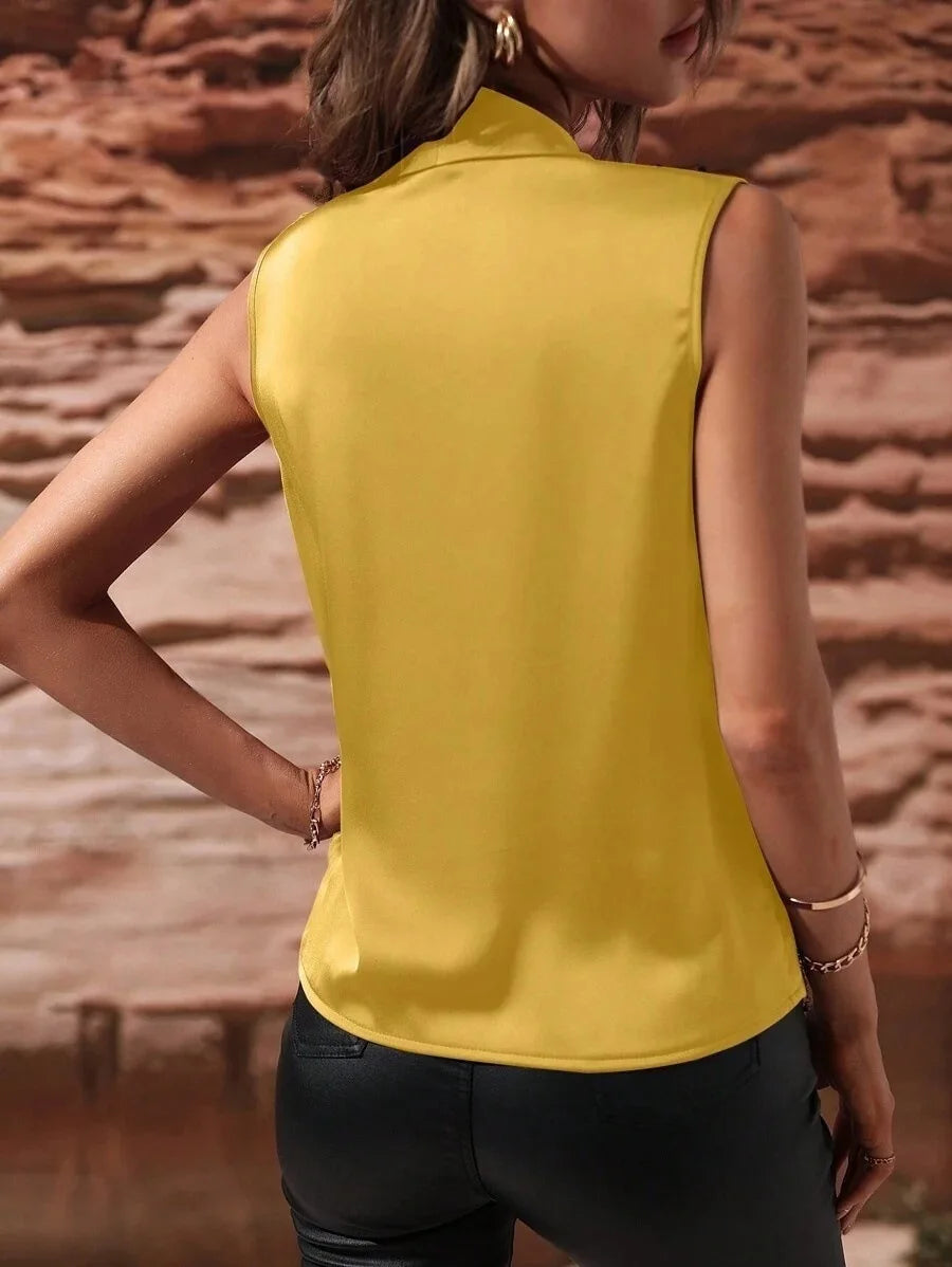 Elegant Wrap Style Satin Top