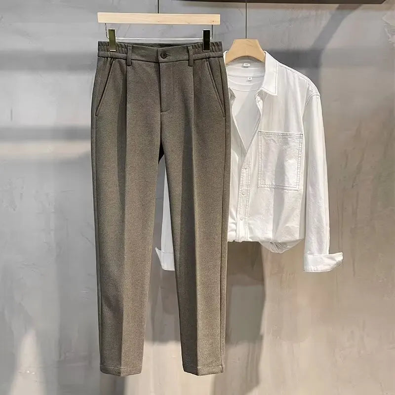 Casual Straight-Leg Stretch Trousers