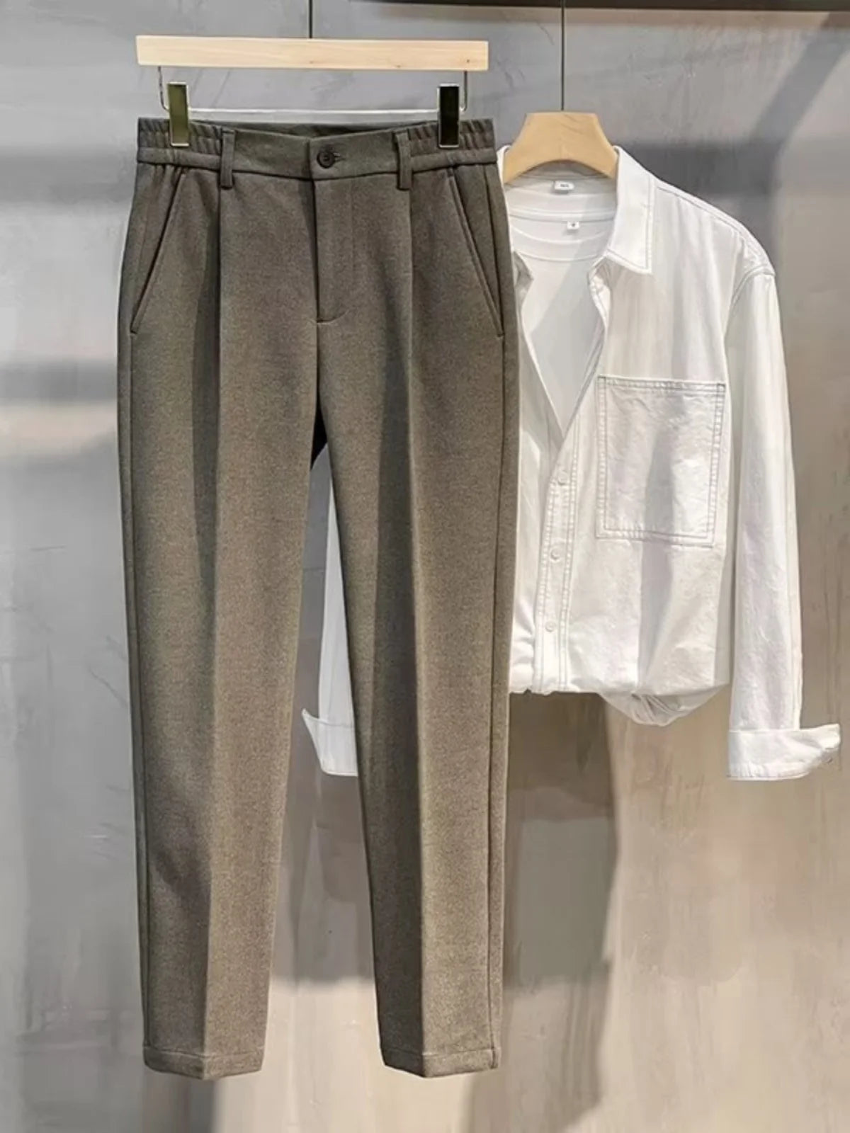 Casual Straight-Leg Stretch Trousers