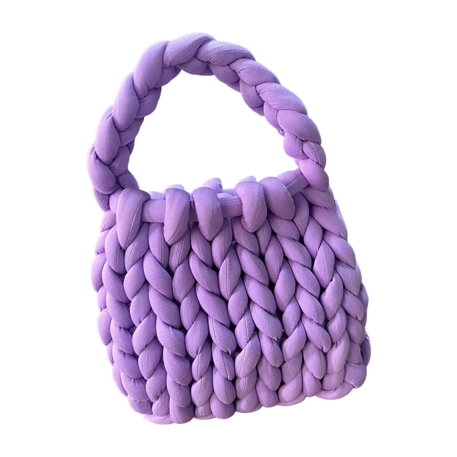 Women’s Crochet Woven Shoulder Bag – Chunky Knit Handbag for Spring Summer, Beach Travel Underarm Tote