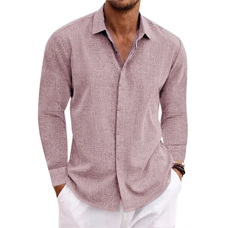 Men’s Luxury Cotton Linen Long Sleeve Shirt