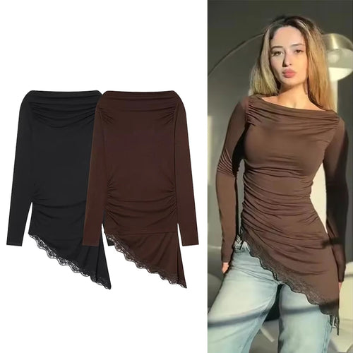 Autumn Lace Hem T Shirts