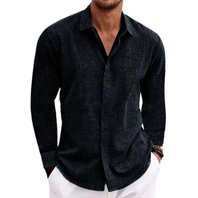 Men’s Luxury Cotton Linen Long Sleeve Shirt