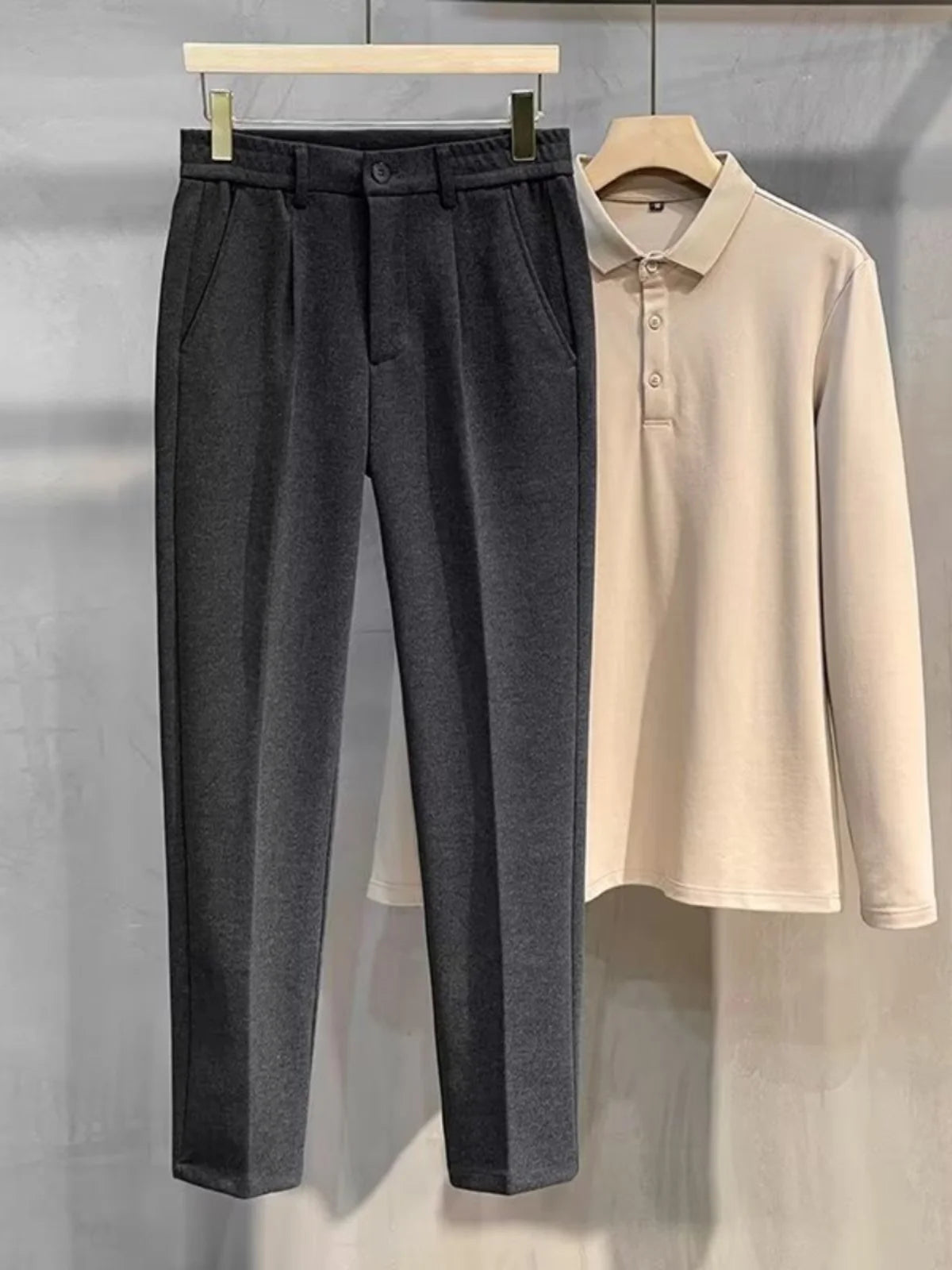 Casual Straight-Leg Stretch Trousers