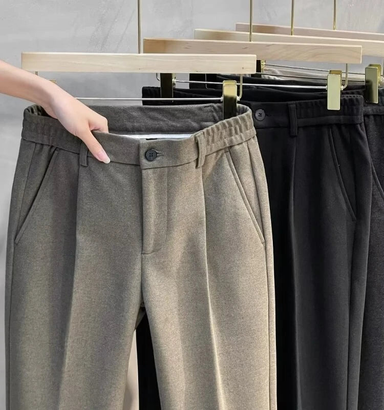 Casual Straight-Leg Stretch Trousers