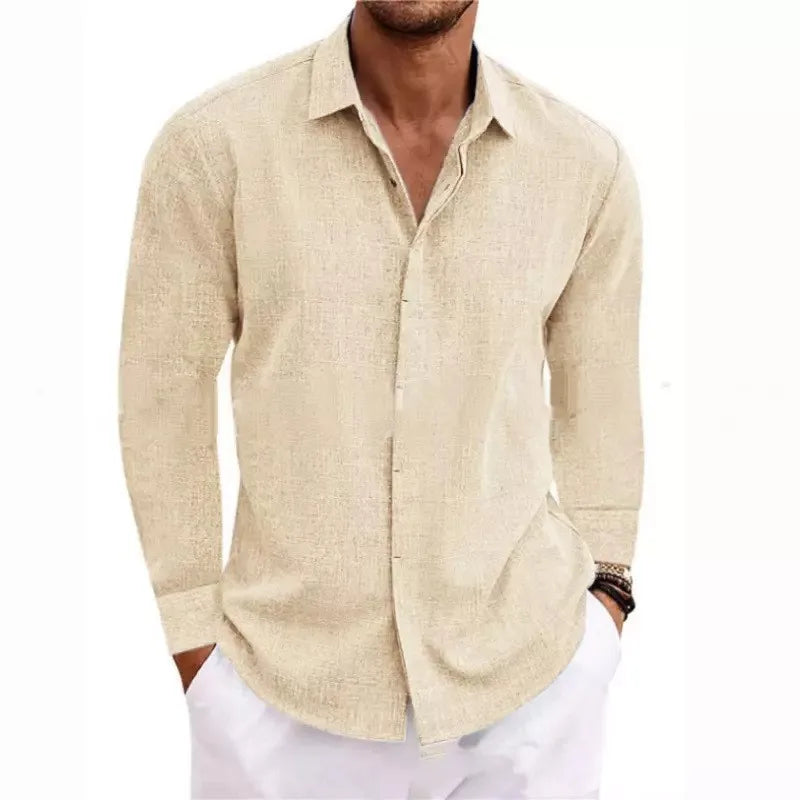Men’s Luxury Cotton Linen Long Sleeve Shirt
