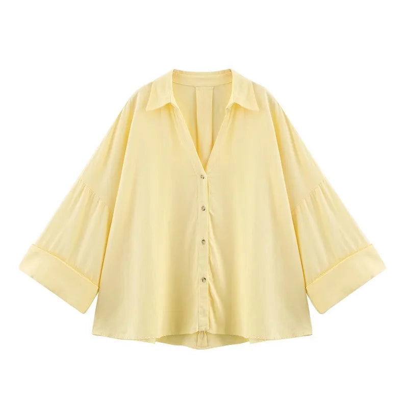 MUJER Women's Striped Oversize Wide Sleeve Casual Shirts and Blouses